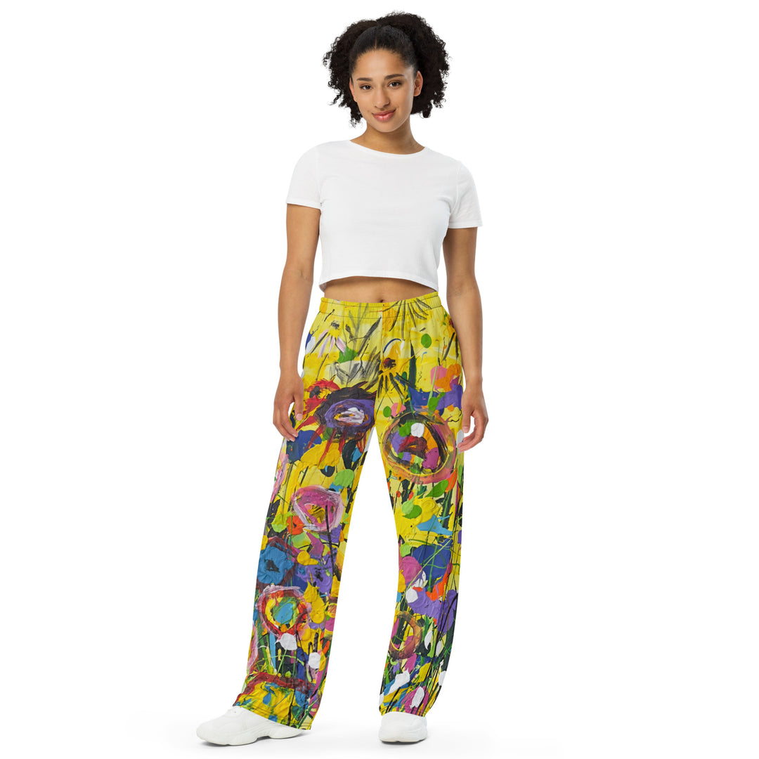 Women's Wide-Leg Pants- Yellow