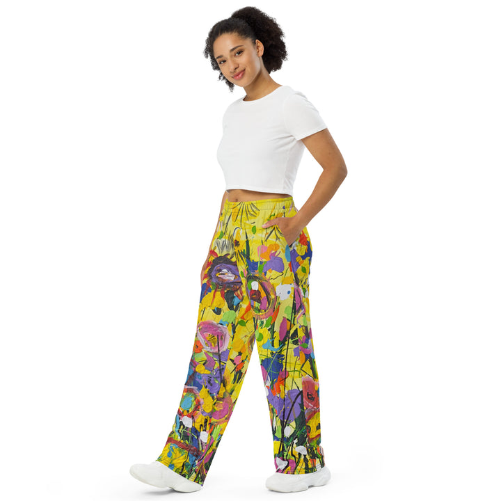 Women's Wide-Leg Pants- Yellow