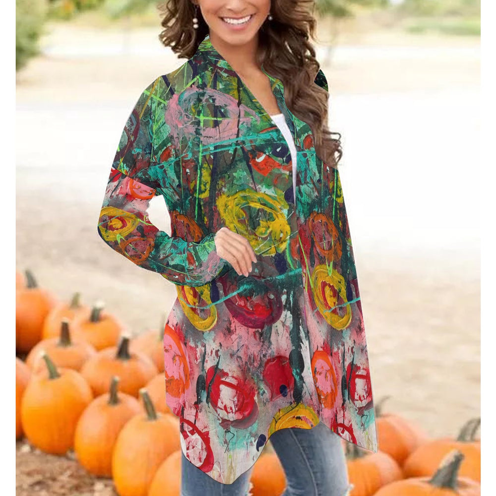 Women's Cardigan With Long Sleeve- Red