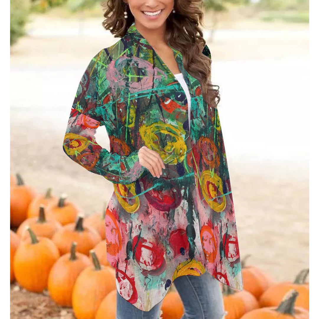 Women's Cardigan With Long Sleeve- Red