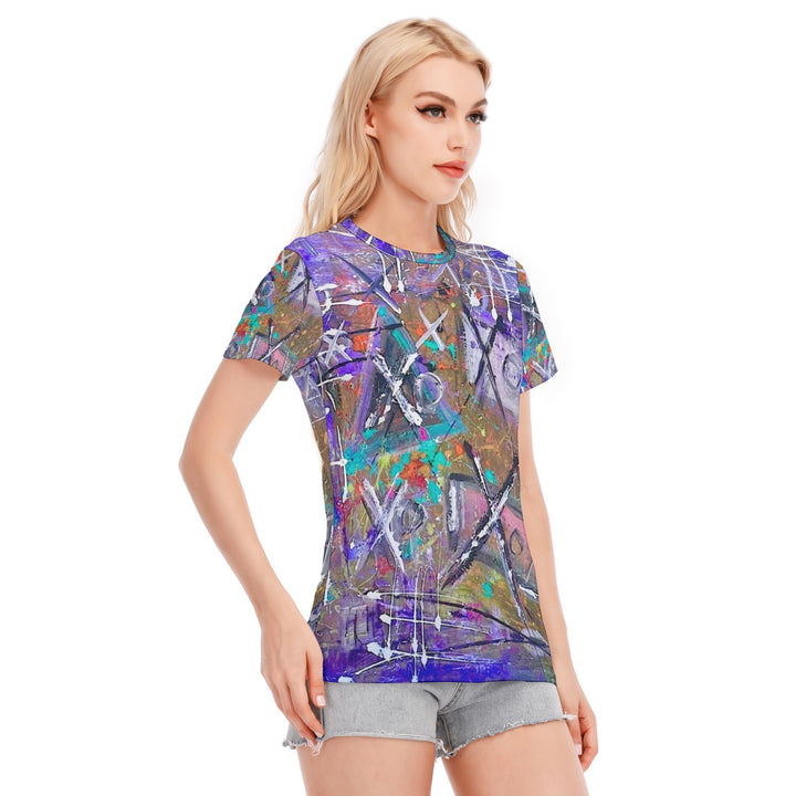 Women's Round Neck T-Shirt- Blue