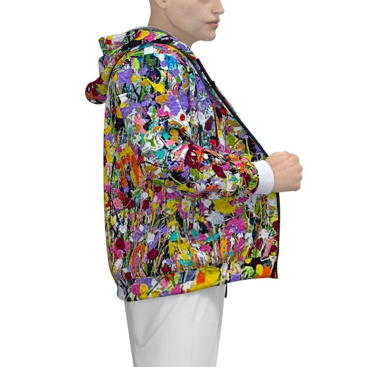 Women's (Unisex)Sherpa Fleece Zip Up Hoodie " Moon Garden"