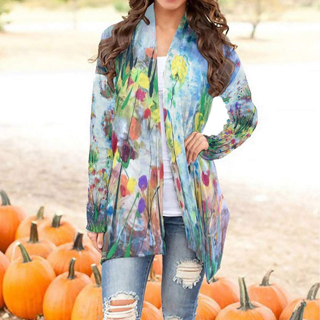 Women's Cardigan With Long Sleeve- Purple