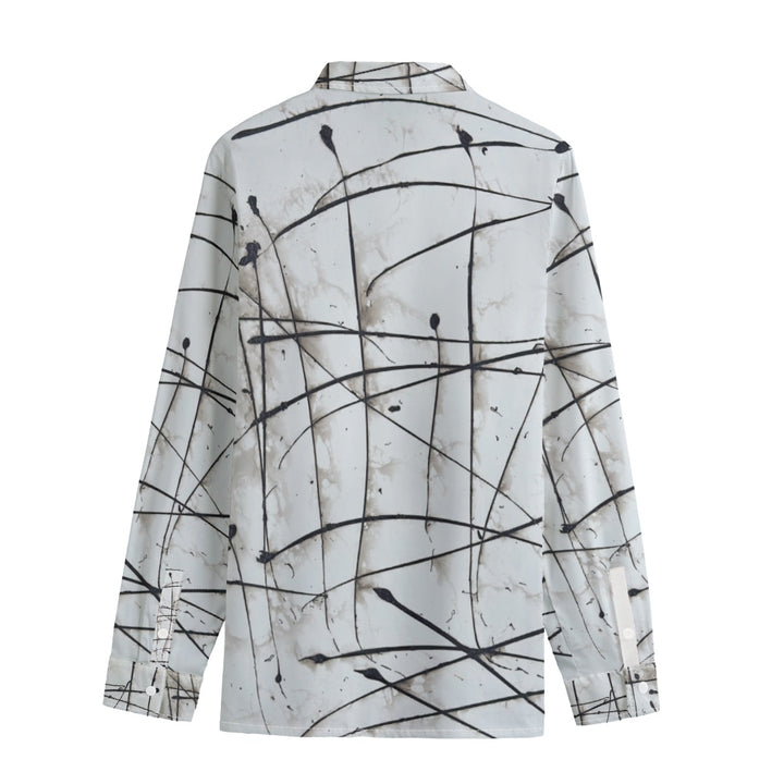 Men's Lapel Collar Shirt With Concealed Placket- White