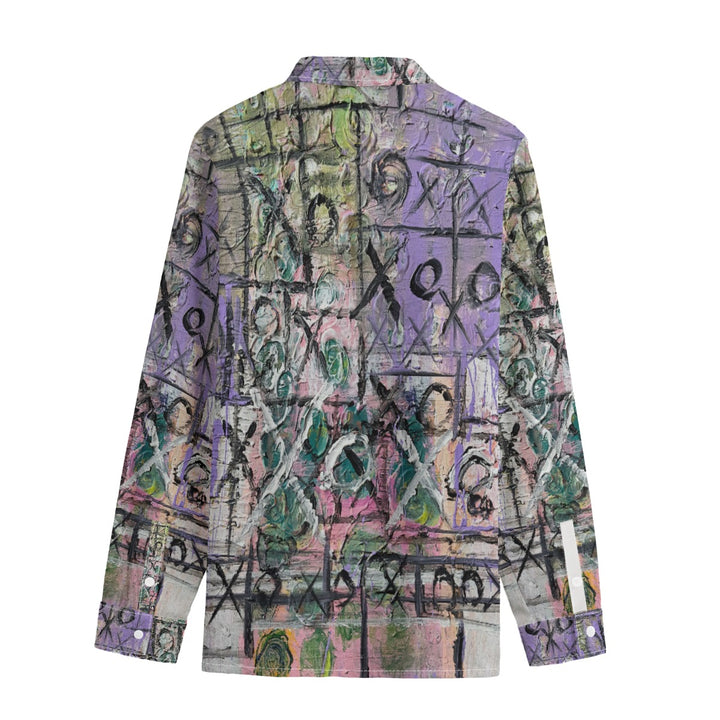 Men's Lapel Collar Shirt With Concealed Placket- Purple