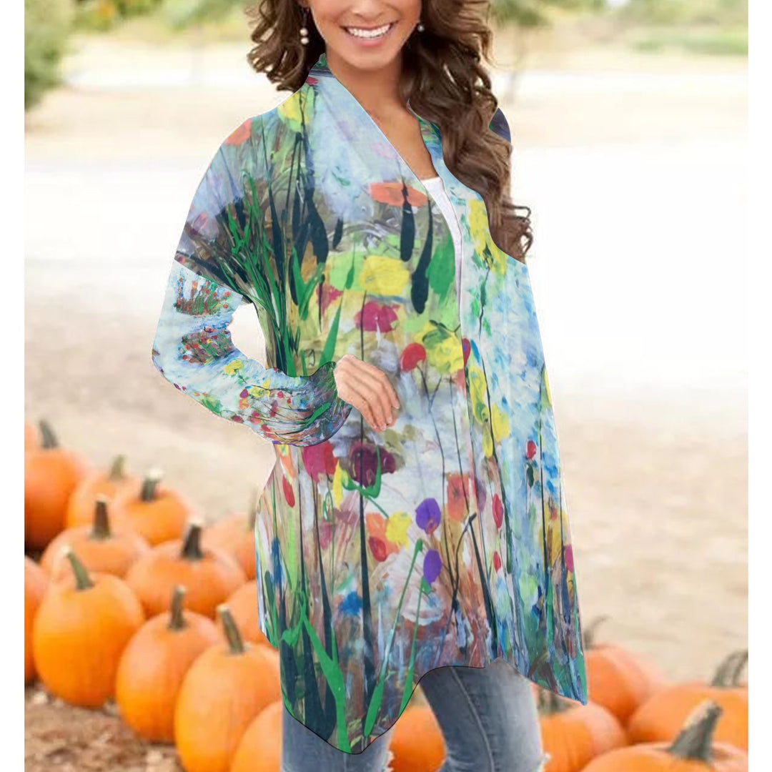 Women's Cardigan With Long Sleeve- Purple