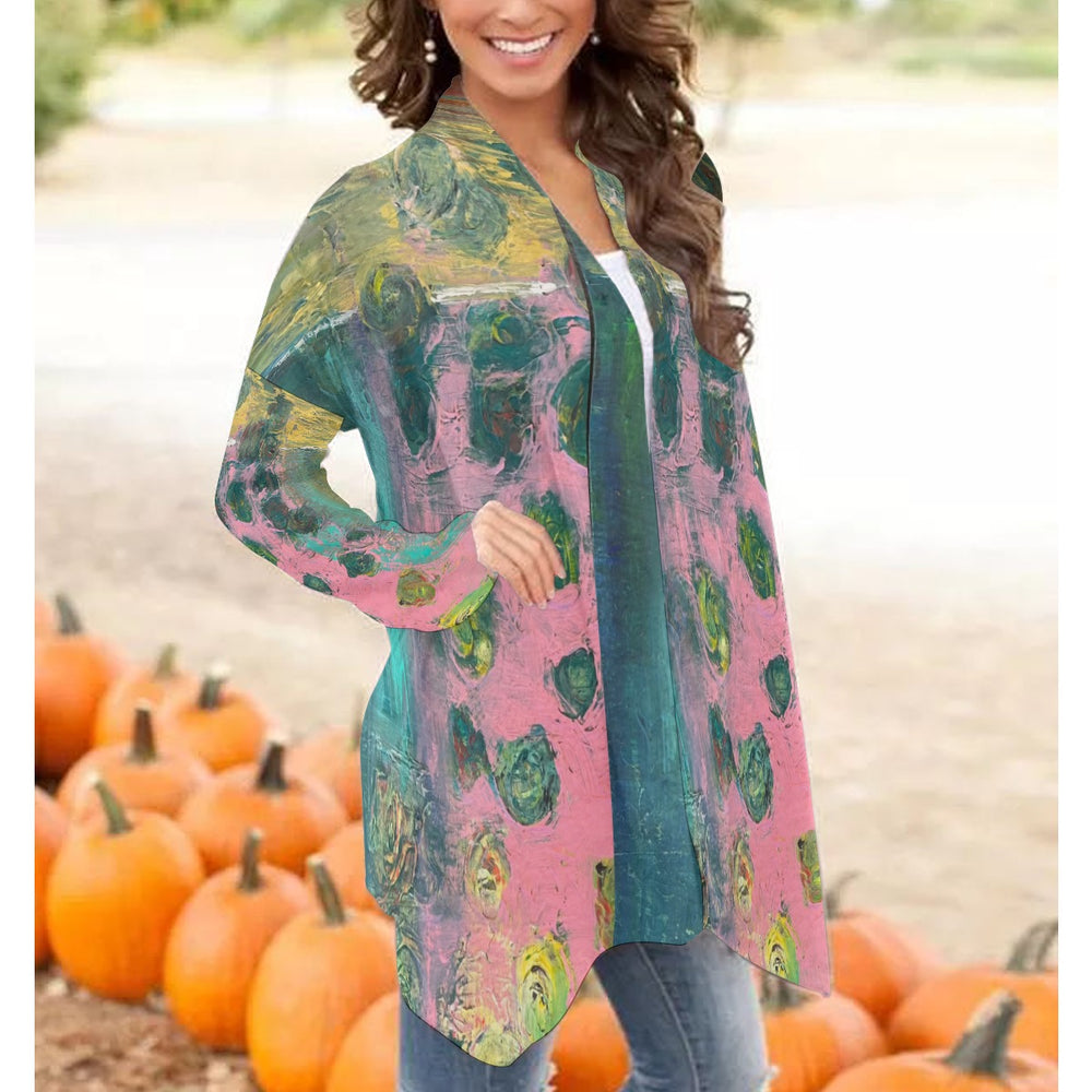 Women's Cardigan With Long Sleeve- Brown