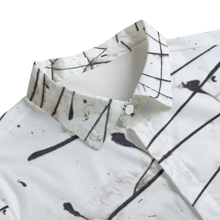 Men's Lapel Collar Shirt With Concealed Placket- White