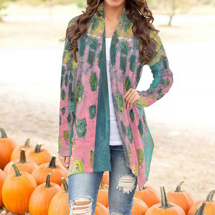 Women's Cardigan With Long Sleeve- Brown