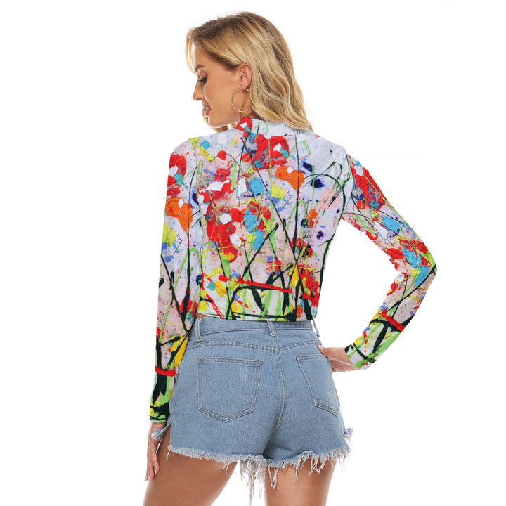 Women's Hollow Chest Keyhole Tight Crop Top- Red