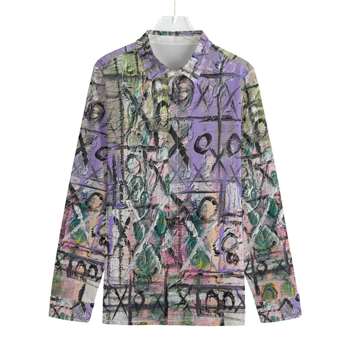 Men's Lapel Collar Shirt With Concealed Placket- Purple