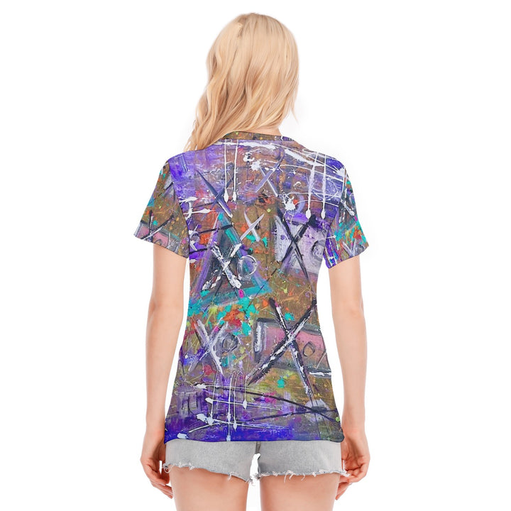 Women's Round Neck T-Shirt- Blue