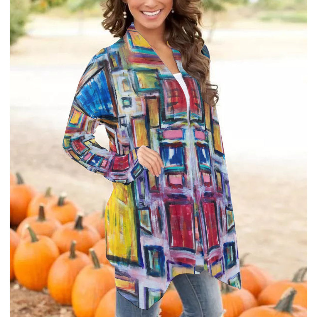 Women's Cardigan With Long Sleeve- Blue Box