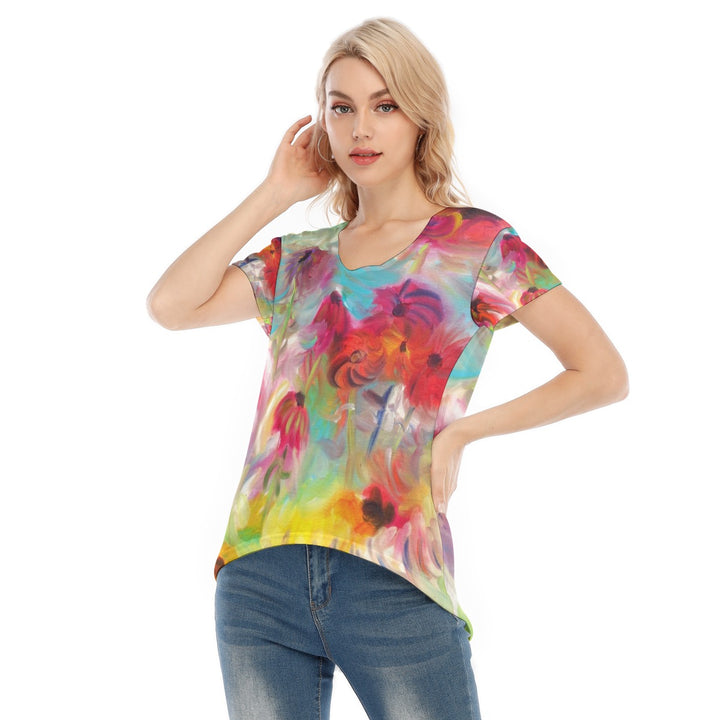 All-Over Print Women's V-neck Short Sleeve T-shirt