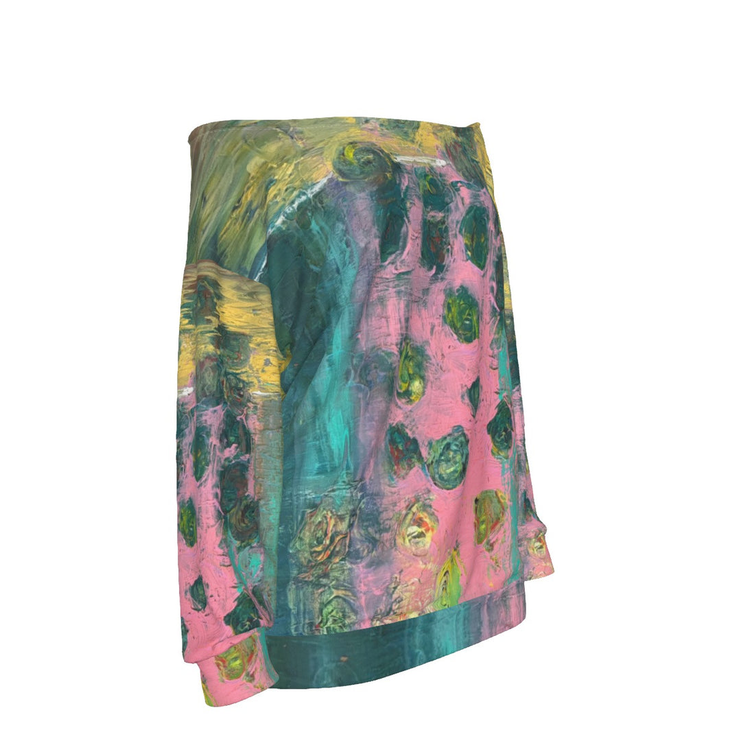 Women's Off-Shoulder Sweatshirt- Pink