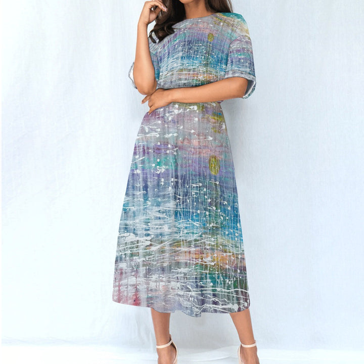Women's Elastic Waist Dress "Ocean Mist"