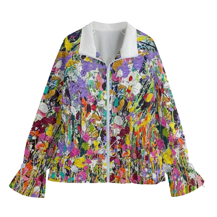 Women's Lapel Collar Jacket With Waist Elastic- Purple