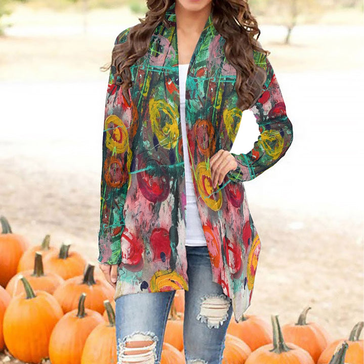 Women's Cardigan With Long Sleeve- Red