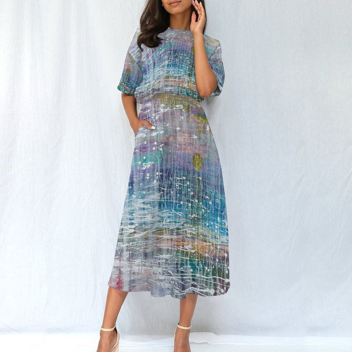 Women's Elastic Waist Dress "Ocean Mist"