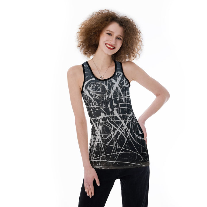 Women's Back Hollow Tank Top- Black