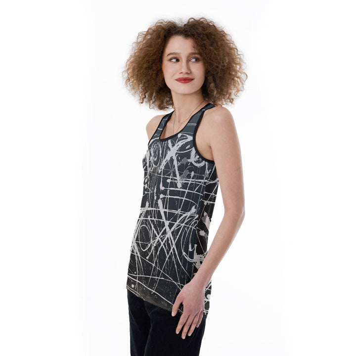 Women's Back Hollow Tank Top- Black