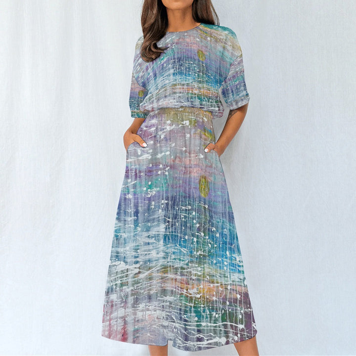 Women's Elastic Waist Dress "Ocean Mist"