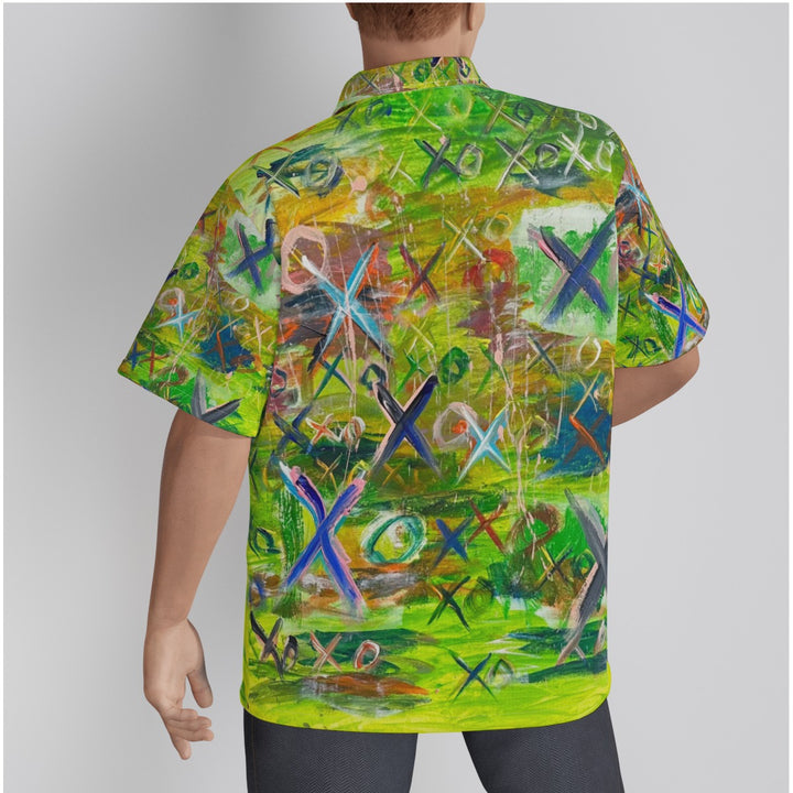 Men's Hawaiian Shirt With Button Closure- Yellow