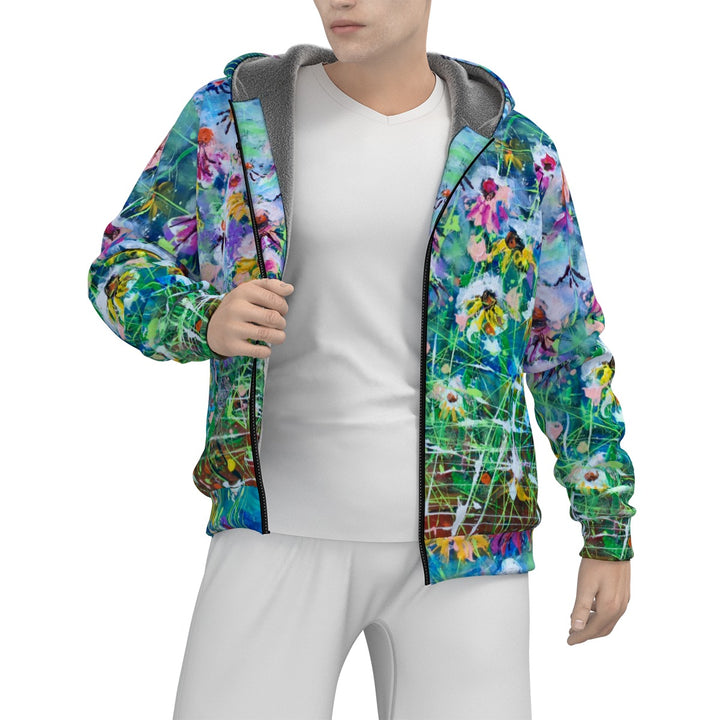 Women's Unisex- Sherpa Fleece Zip Up Hoodie "Cones of heaven"