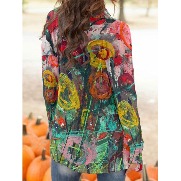 Women's Cardigan With Long Sleeve- Red