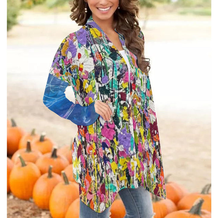 Women's Cardigan With Long Sleeve- Blue