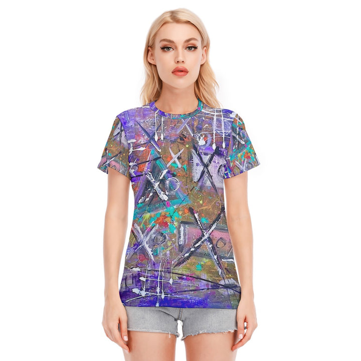 Women's Round Neck T-Shirt- Blue