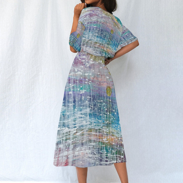 Women's Elastic Waist Dress "Ocean Mist"