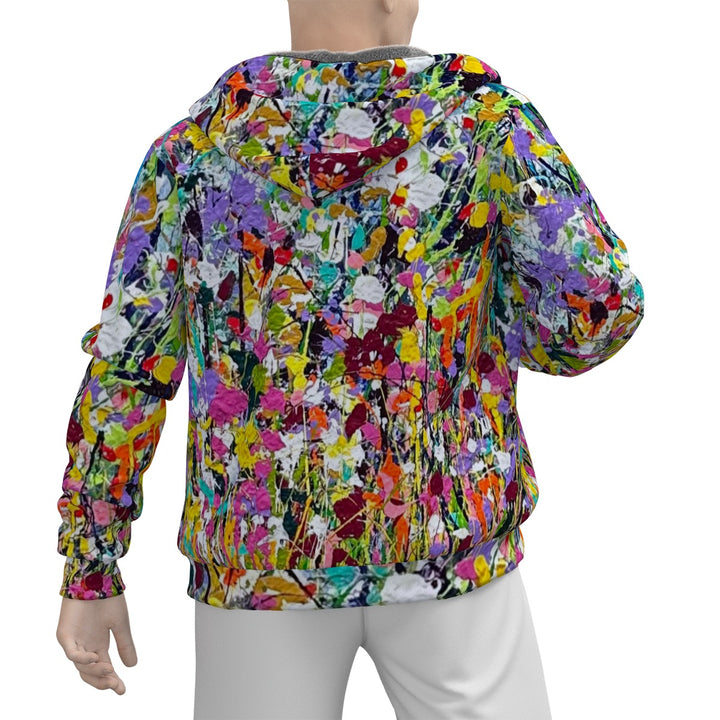 Women's (Unisex)Sherpa Fleece Zip Up Hoodie " Moon Garden"