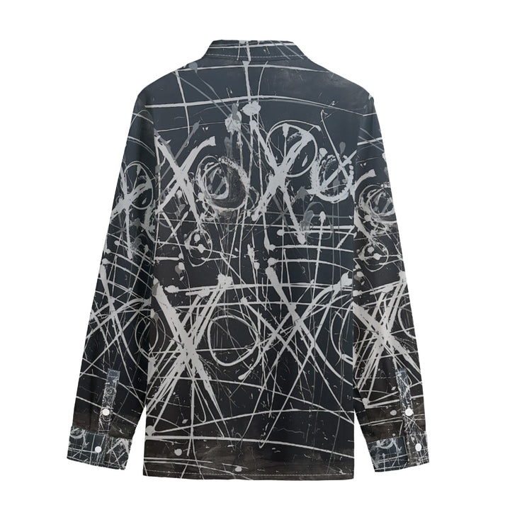 Men's Lapel Collar Shirt With Concealed Placket- Black