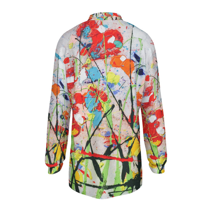 Men's Long Sleeve Polo Shirt- Red