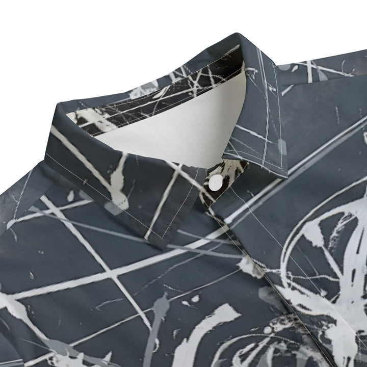 Men's Lapel Collar Shirt With Concealed Placket- Black