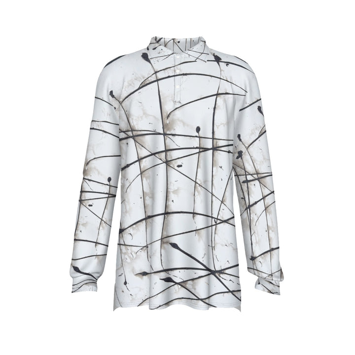 Men's Long Sleeve Polo Shirt- White