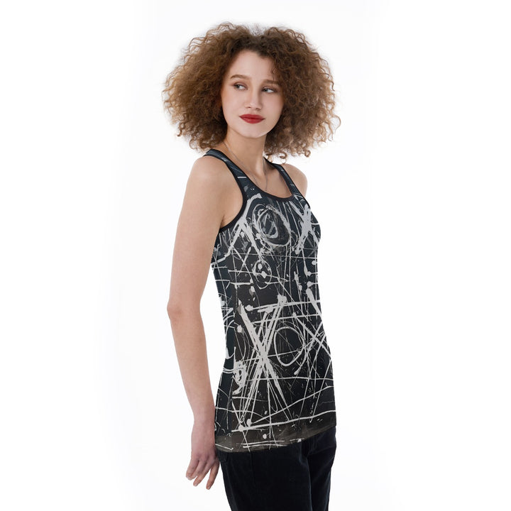 Women's Back Hollow Tank Top- Black