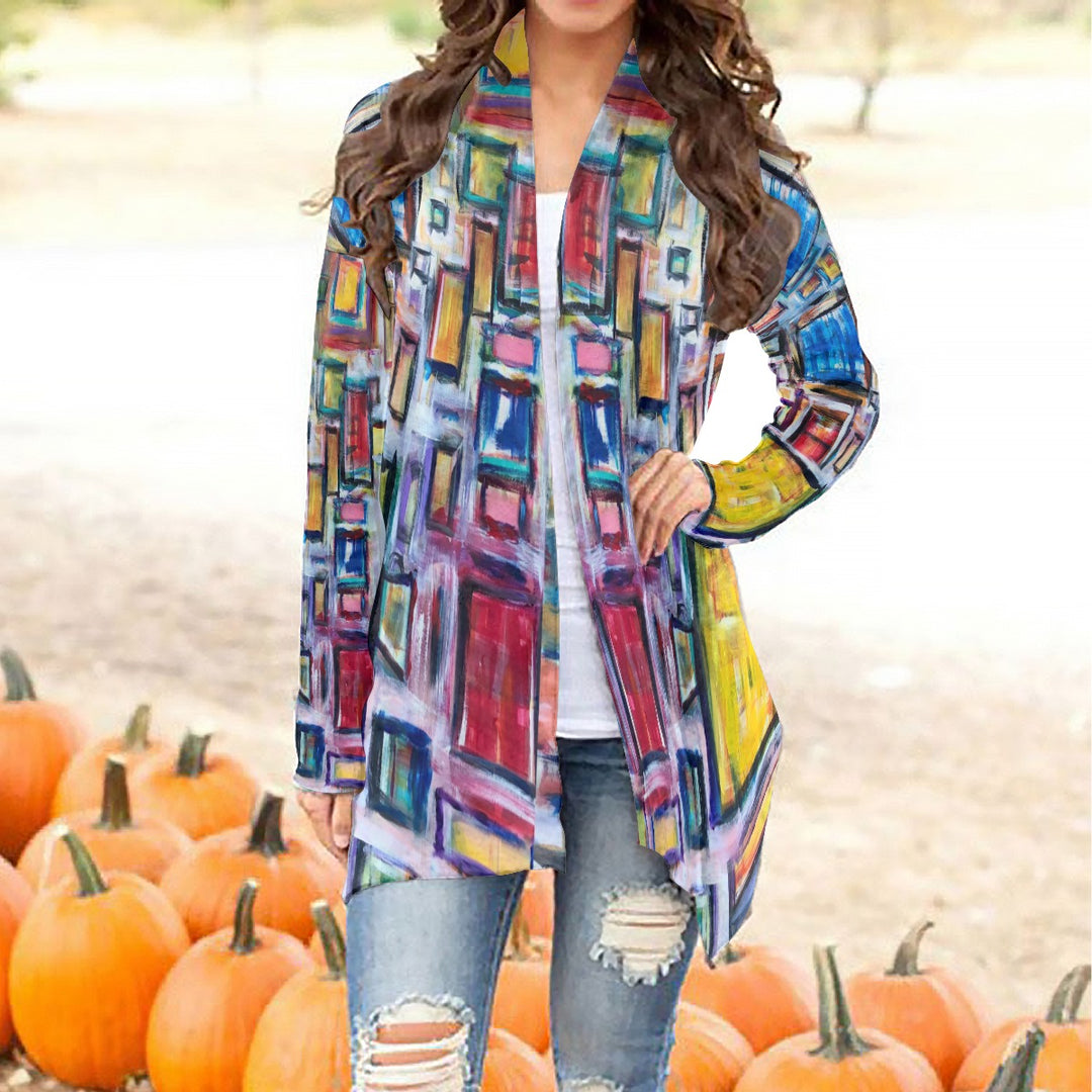 Women's Cardigan With Long Sleeve- Blue Box