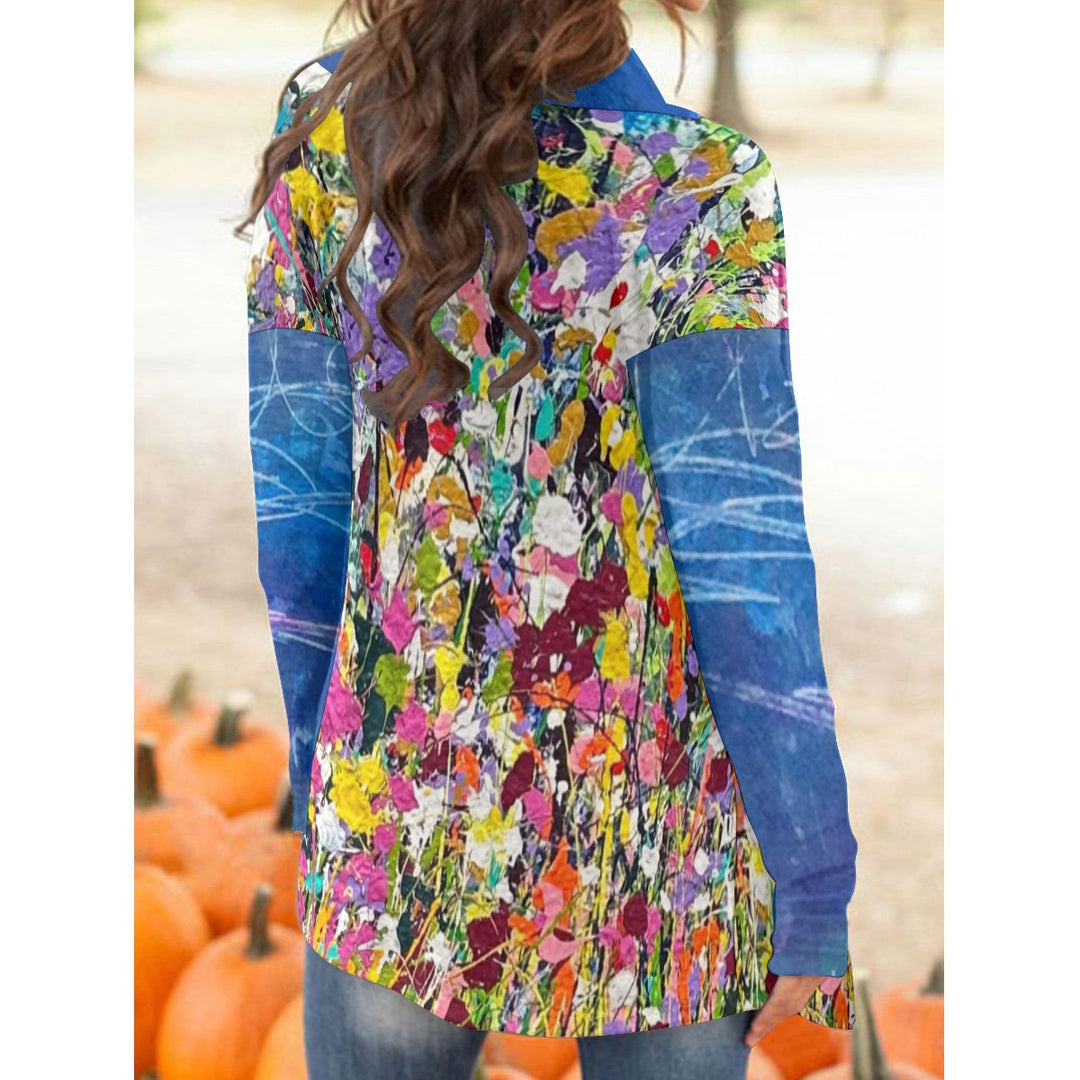 Women's Cardigan With Long Sleeve- Blue