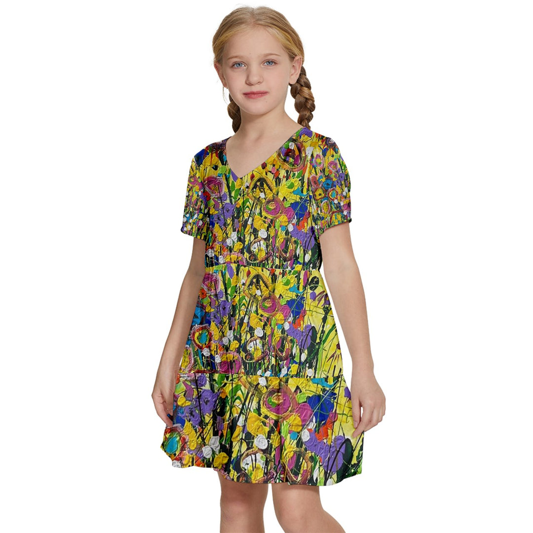 Kids' Short Sleeve Tiered Mini Dress