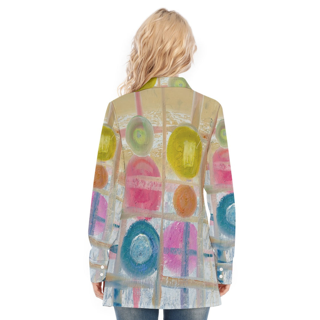 Women's Long Shirt  abstract Spring colors pattern