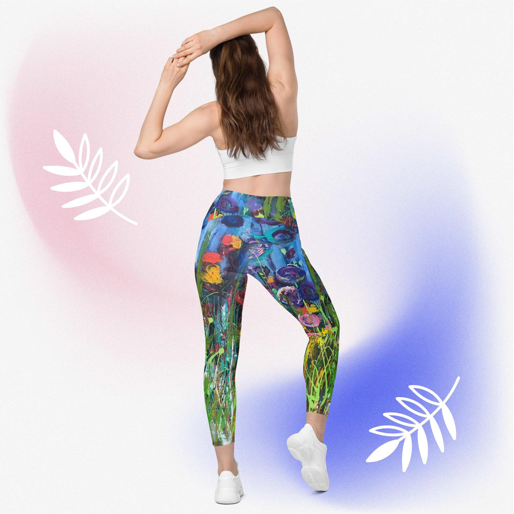 Crossover Leggings With Pockets- Blue