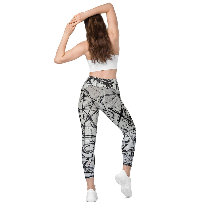 Crossover Leggings with Pockets- Grey