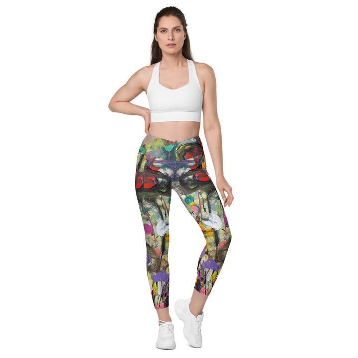 Crossover Leggings With Pockets- Multi Colour