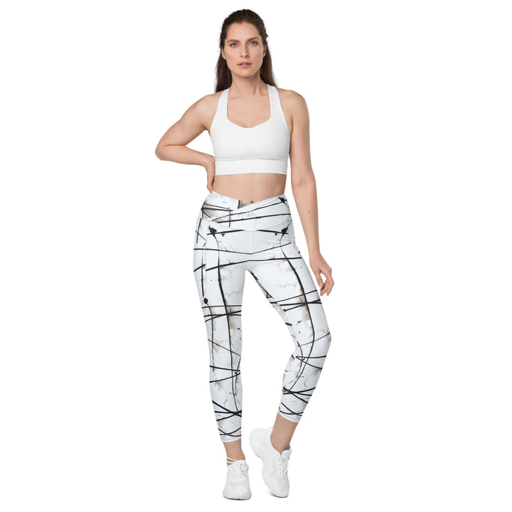 Crossover Leggings With Pockets- White