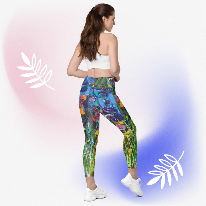 Crossover Leggings With Pockets- Blue