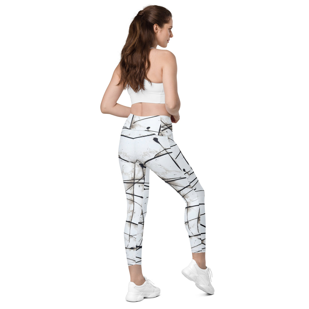 Crossover Leggings With Pockets- White
