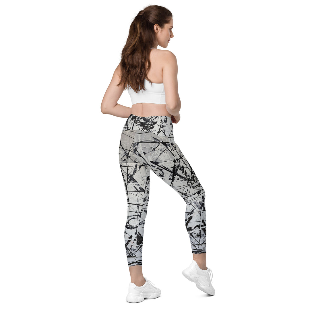 Crossover Leggings with Pockets- Grey