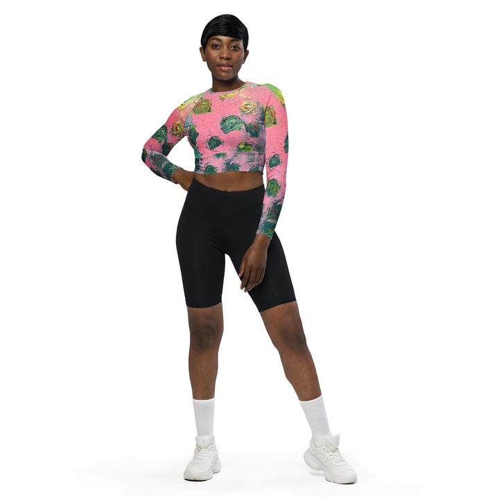 Women Recycled long-sleeve crop top- Light Pink